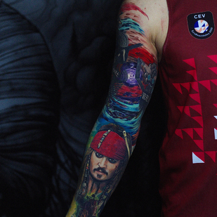 Männlich Farbe Realismus tattoo auf Ärmel #84273 | Tattoo Artist Andrey Indigo