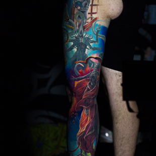 Männlich Farbe Realismus tattoo auf Bein #84276 | Tattoo Artist Andrey Indigo