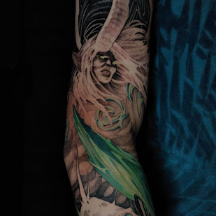 Männlich Farbe Grafik tattoo auf Ärmel #85828 | Tattoo Artist Daniil Holodkov