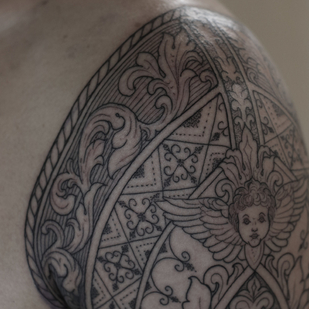 Männlich Schwarz Gravur tattoo auf Ärmel #88792 | Tattoo Artist kirk nilsen