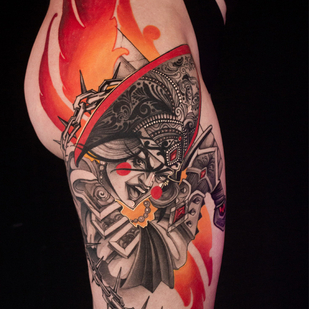 Weiblich Farbe Neo-traditionell tattoo auf Oberschenkel #85234 | Tattoo Artist Marusya