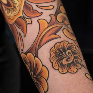 Weiblich Farbe Ornamental tattoo auf Ärmel #85241 | Tattoo Artist Marusya