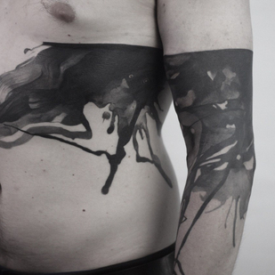 Männlich Schwarz Abstrakt tattoo auf Bauch #84495 | Tattoo Artist Menshikova Katerina