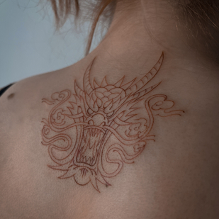 Weiblich Farbe Grafik tattoo auf Rücken #88688 | Tattoo Artist Sergeeva Tattoo