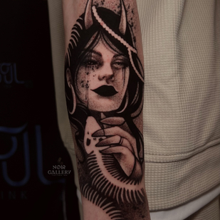 Männlich Schwarz Blackwork tattoo auf Unterarm #86272 | Tattoo Artist Nastya Alistratova