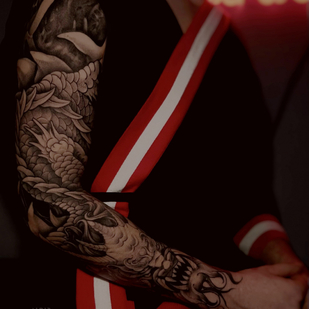 Männlich Schwarz Blackwork tattoo auf Ärmel #86276 | Tattoo Artist Nastya Alistratova