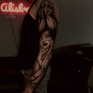 Männlich Schwarz Blackwork tattoo auf Ärmel #86278 | Tattoo Artist Nastya Alistratova