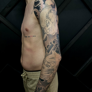 Männlich Farbe Japanisch tattoo auf Ärmel #87252 | Tattoo Artist Odincov Egor