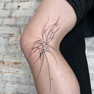 Weiblich Schwarz Linework tattoo auf Bein #87107 | Tattoo Artist Olga Glotova