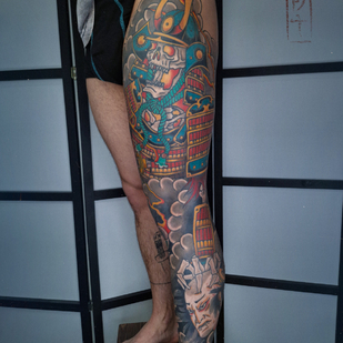 Männlich Farbe Japanisch tattoo auf Bein #86180 | Tattoo Artist Roma Dober
