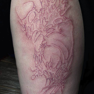 Weiblich Farbe Tribal tattoo auf Oberschenkel #87202 | Tattoo Artist Sofiya Oviashi