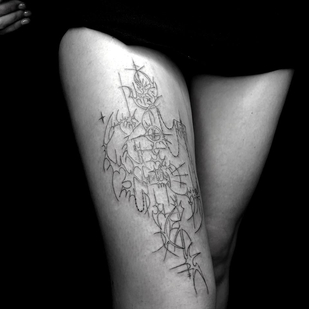 Weiblich Schwarz Tribal tattoo auf Bein #87233 | Tattoo Artist Sofiya Oviashi