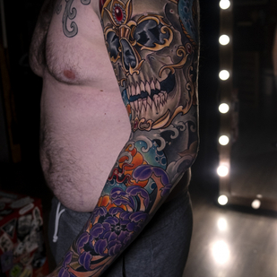 Männlich Farbe Japanisch tattoo auf Ärmel #86297 | Tattoo Artist Tatyana Chudesataya