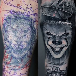 Schwarz und Grau Cover-up tattoo auf Unterarm #87979 | Tattoo Artist Victoria Ziman