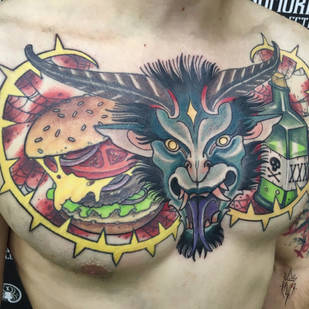 Männlich Farbe Neo-traditionell tattoo auf Brust #87363 | Tattoo Artist Vitaliy Kanaschenkov