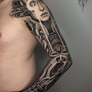 Männlich Schwarz Biomechanisch tattoo auf Ärmel #87381 | Tattoo Artist Vitaliy Kanaschenkov