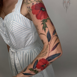 Weiblich Farbe  tattoo auf Ärmel #87393 | Tattoo Artist Vitaliy Kanaschenkov