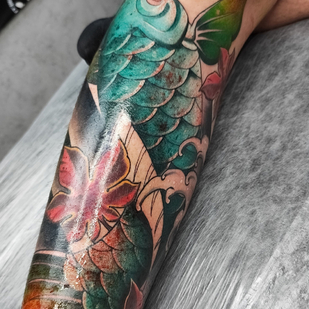 Männlich Farbe Neo-traditionell tattoo auf Schienbein #84995 | Tattoo Artist Yaroslav Stark