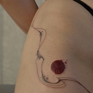 Weiblich Farbe Abstrakt tattoo auf Oberschenkel #93528 | Tattoo Artist Sergeeva Tattoo