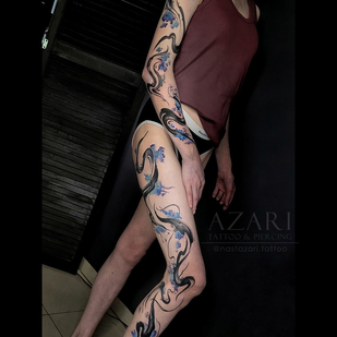 Weiblich Farbe Freehand tattoo auf Bein #91279 | Tattoo Artist Anastasiya Azari