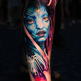 Weiblich Farbe Autorenstil tattoo auf Schienbein #91326 | Tattoo Artist Artem Sachko