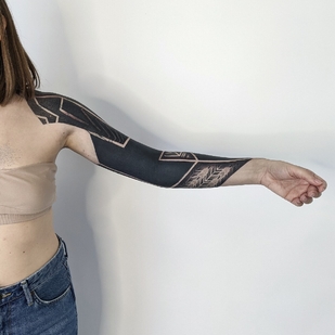 Schwarz Ornamental tattoo auf Ärmel #98022 | Tattoo Artist Nikita Petrov