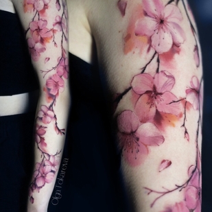 Farbe  tattoo auf Ärmel #101916 | Tattoo Artist Olga Tokareva