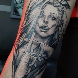 Männlich Schwarz Grafik tattoo auf Unterarm #92886 | Tattoo Artist Alisa Lisova