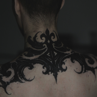Männlich Schwarz Ornamental tattoo auf Rücken #93704 | Tattoo Artist Aleksey Gurbatov