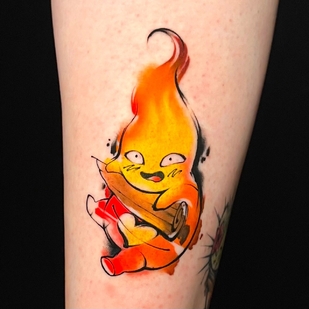 Weiblich Farbe Aquarell tattoo auf Schienbein #95759 | Tattoo Artist Nadya Gruzdeva