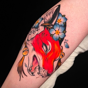 Weiblich Farbe Neo-traditionell tattoo auf Schienbein #95761 | Tattoo Artist Nadya Gruzdeva