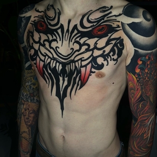 Männlich Schwarz Freehand tattoo auf Brust #96334 | Tattoo Artist Sergey Karpenko