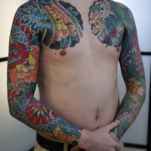 Männlich Farbe Japanisch tattoo auf Ärmel #103942 | Tattoo Artist Akulov Mark