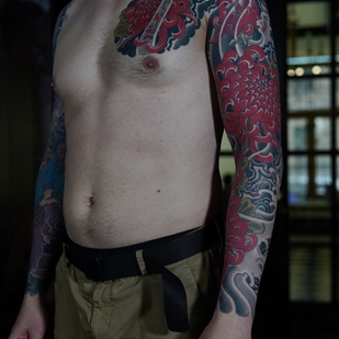 Männlich Farbe Japanisch tattoo auf Ärmel #103950 | Tattoo Artist Akulov Mark