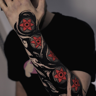 Männlich Farbe Blackwork tattoo auf Unterarm #97426 | Tattoo Artist Valentin Markgraf