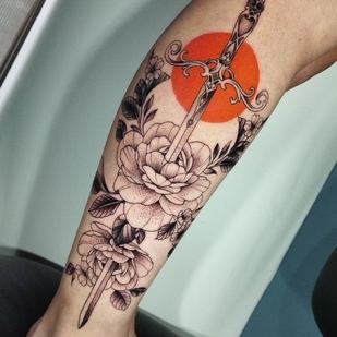 Weiblich  Blackwork tattoo auf Bein #97574 | Tattoo Artist Javier Camargo