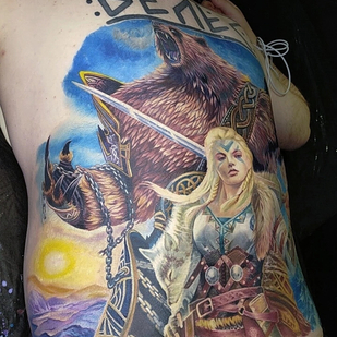 Männlich Farbe Neo-traditionell tattoo auf Rücken #97747 | Tattoo Artist Roman Krylov