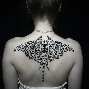 Weiblich Schwarz Polynesisch tattoo auf Rücken #97867 | Tattoo Artist Roman Krylov
