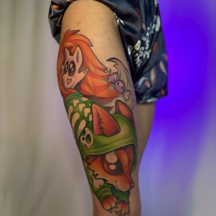 Weiblich Farbe New School tattoo auf Oberschenkel #97757 | Tattoo Artist Dasha Kostrova