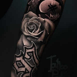 Weiblich Schwarz Chicano tattoo auf Unterarm #98112 | Tattoo Artist Dmitriy Parfencev