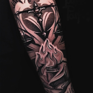 Männlich Schwarz Chicano tattoo auf Unterarm #98115 | Tattoo Artist Dmitriy Parfencev