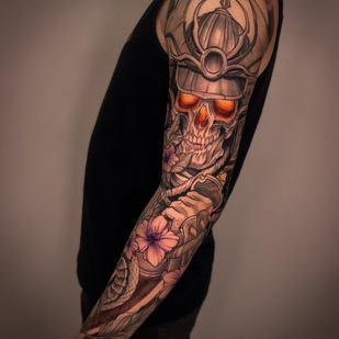 Männlich Schwarz und Grau Orientalisch tattoo auf Ärmel #99048 | Tattoo Artist Nikita Naymushin