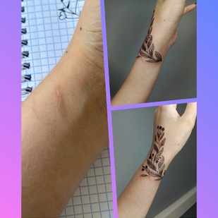 Weiblich Schwarz Linework tattoo auf Handgelenk #99269 | Tattoo Artist Gonchar Anastasiya