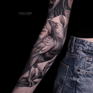 Weiblich Schwarz Neo-traditionell tattoo auf Ärmel #100576 | Tattoo Artist Yavorskaya Anastasiya