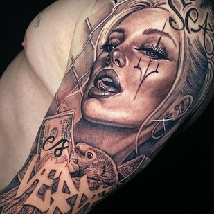 Männlich Schwarz und Grau Chicano tattoo #101045 | Tattoo Artist Melissa Reyes