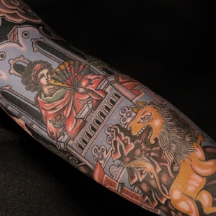 Männlich Farbe  tattoo auf Ärmel #101255 | Tattoo Artist Sergey Floid