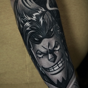 Männlich Schwarz und Grau Anime tattoo auf Unterarm #102648 | Tattoo Artist Anastasia Kiseleva