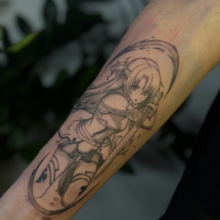 Männlich Schwarz Anime tattoo auf Unterarm #102602 | Tattoo Artist Mariya Loshkareva