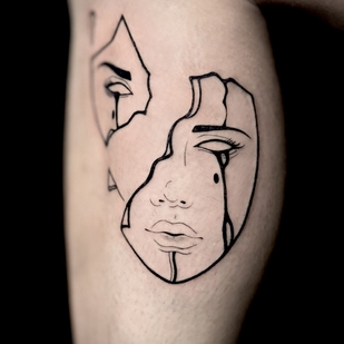 Männlich Schwarz und Grau Blackwork tattoo auf Schienbein #103445 | Tattoo Artist Valeriia Radchenko