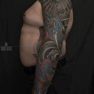 Männlich Farbe Japanisch tattoo auf Ärmel #96588 | Tattoo Artist ROMAN MIGURA